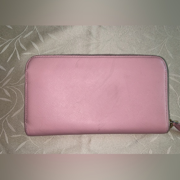 Prada Light Pink Bow Saffiano Wallet - Picture 2 of 15